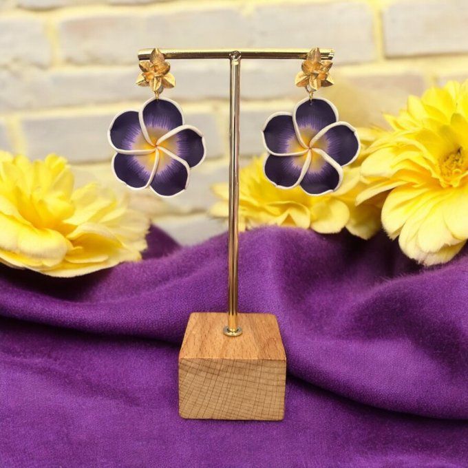 Boucles d’oreilles sunlight fleur violette et jaune